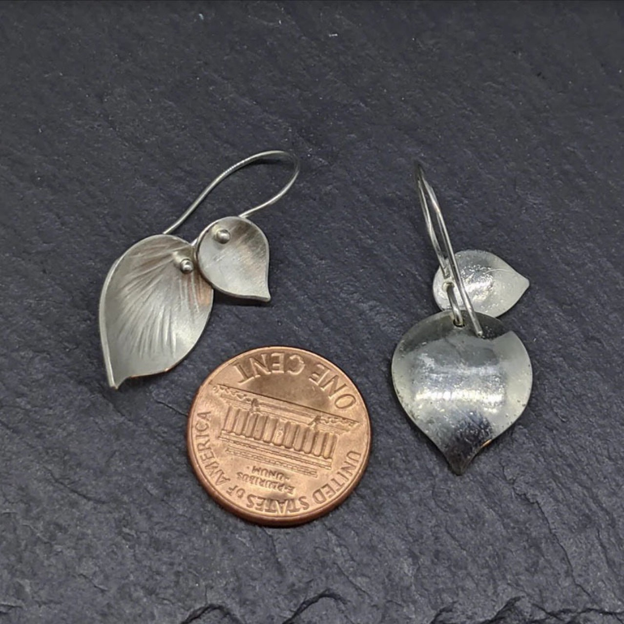 Simple Silver Drop Calla Lilies Earrings