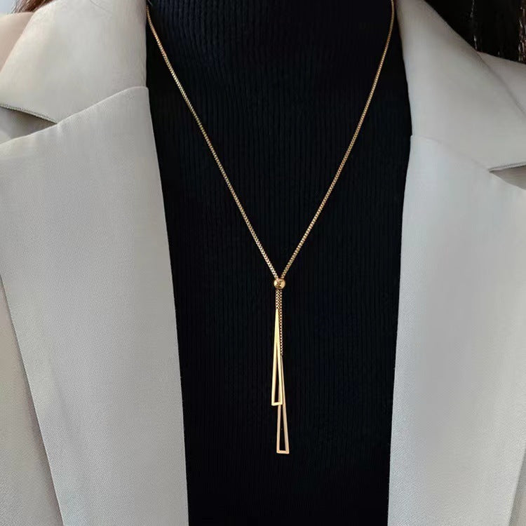 Simple Long Triangle Bolo Necklace