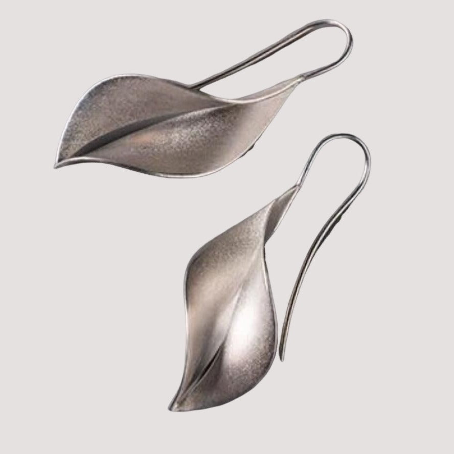 Silver Leaf Hook Earrings