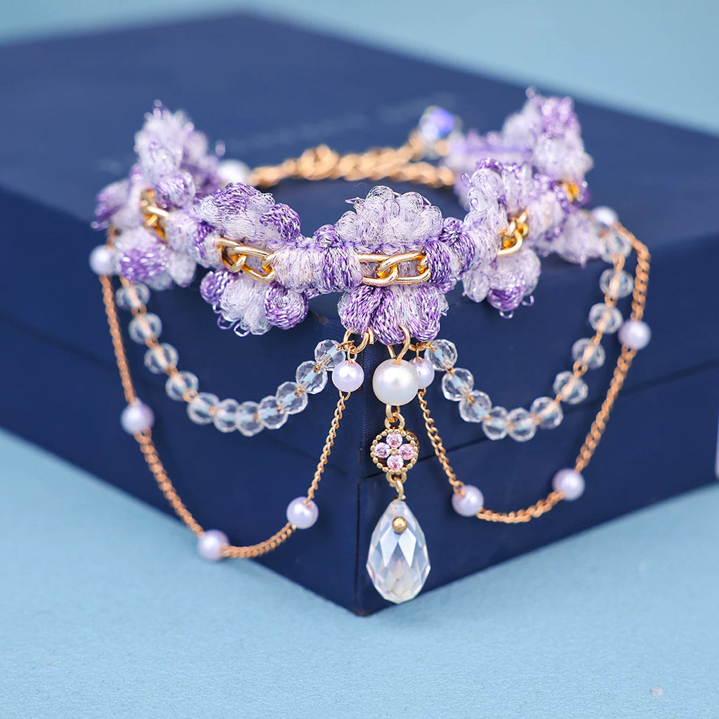 Layered Purple Rococo Tassel Choker and Bracelet Bazaare Mart Tassel Choker and Bracelet