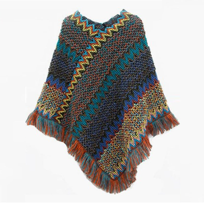 Women's Retro Ethnic Muted Colors Hedge Shawl