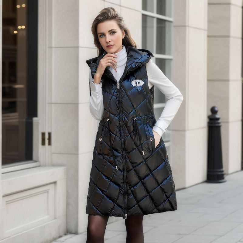 Women's Glossy Puffer Dress Vest