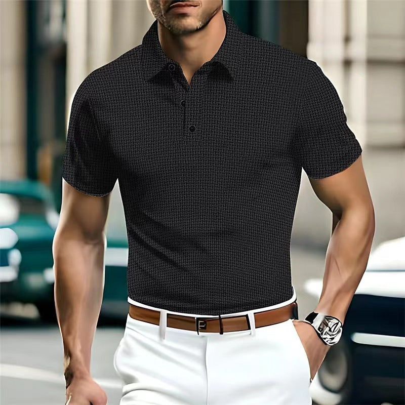 Black Ice Silk Solid Color Polo Shirt