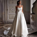 Strapless Satin Simple Wedding Dress Ivory White Bazaare Mart Strapless Satin Wedding Gown