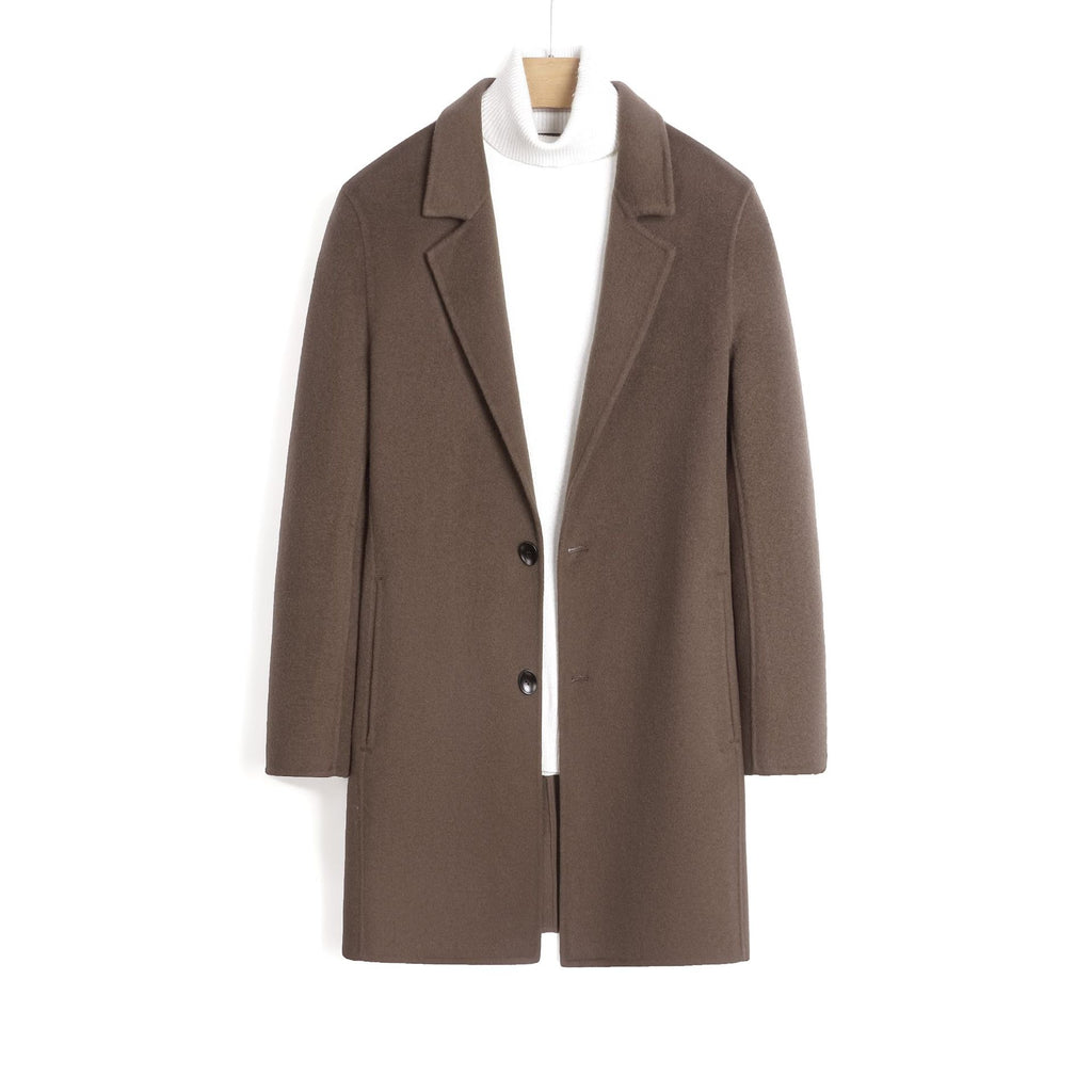 Worsted Wool Mid-length Slim-fit Top Coat