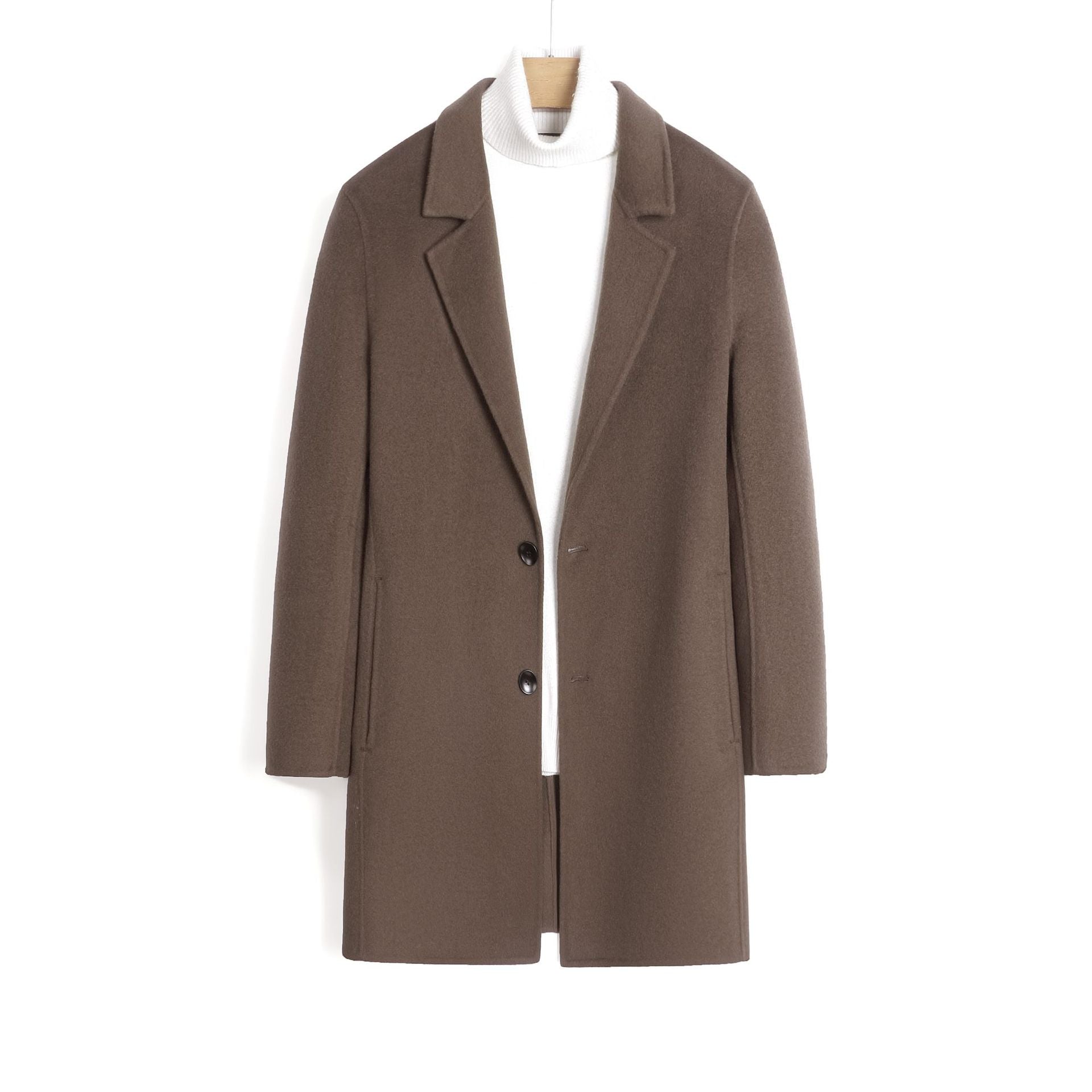 Worsted Wool Mid-length Slim-fit Top Coat
