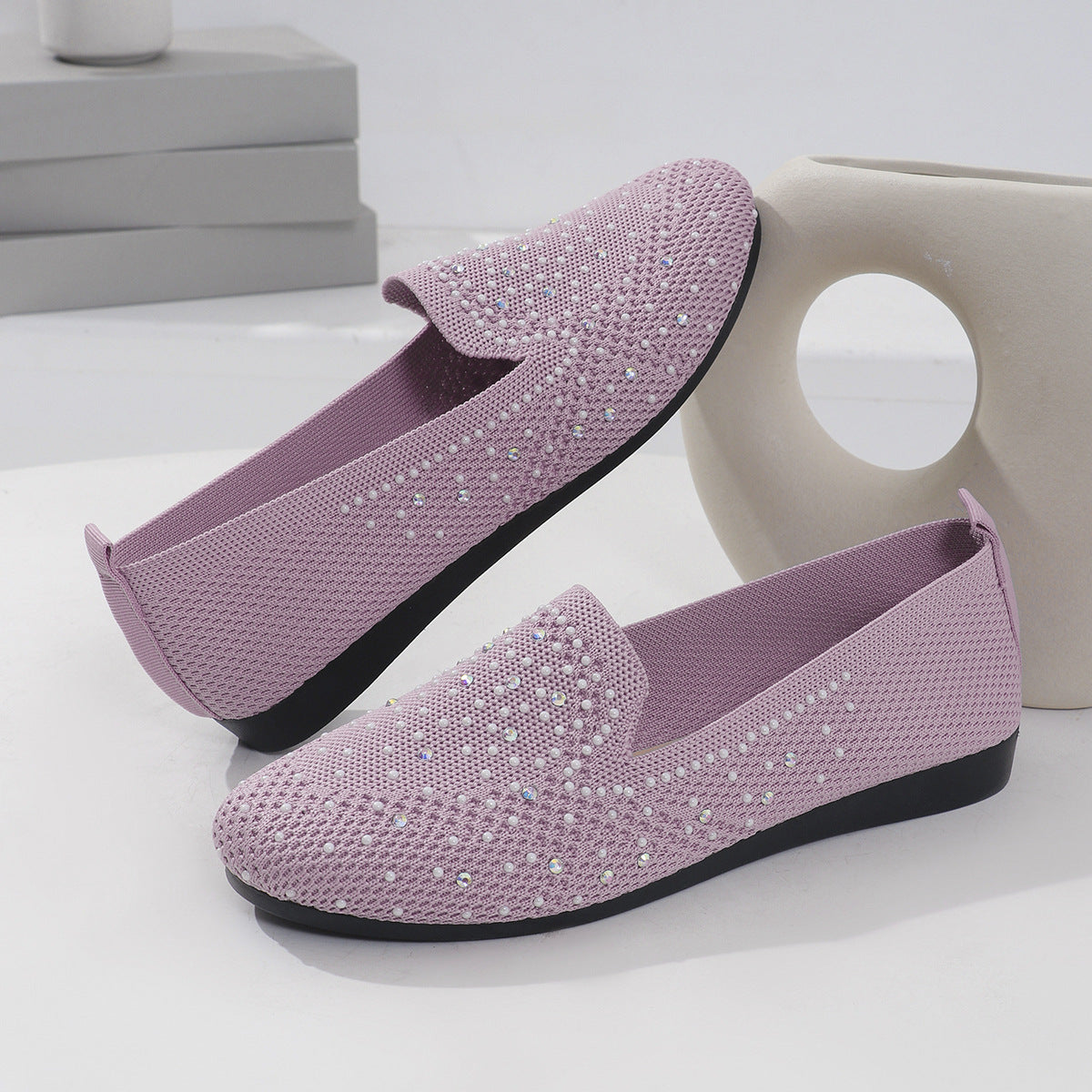 Sparkly Mesh Slip On Flats