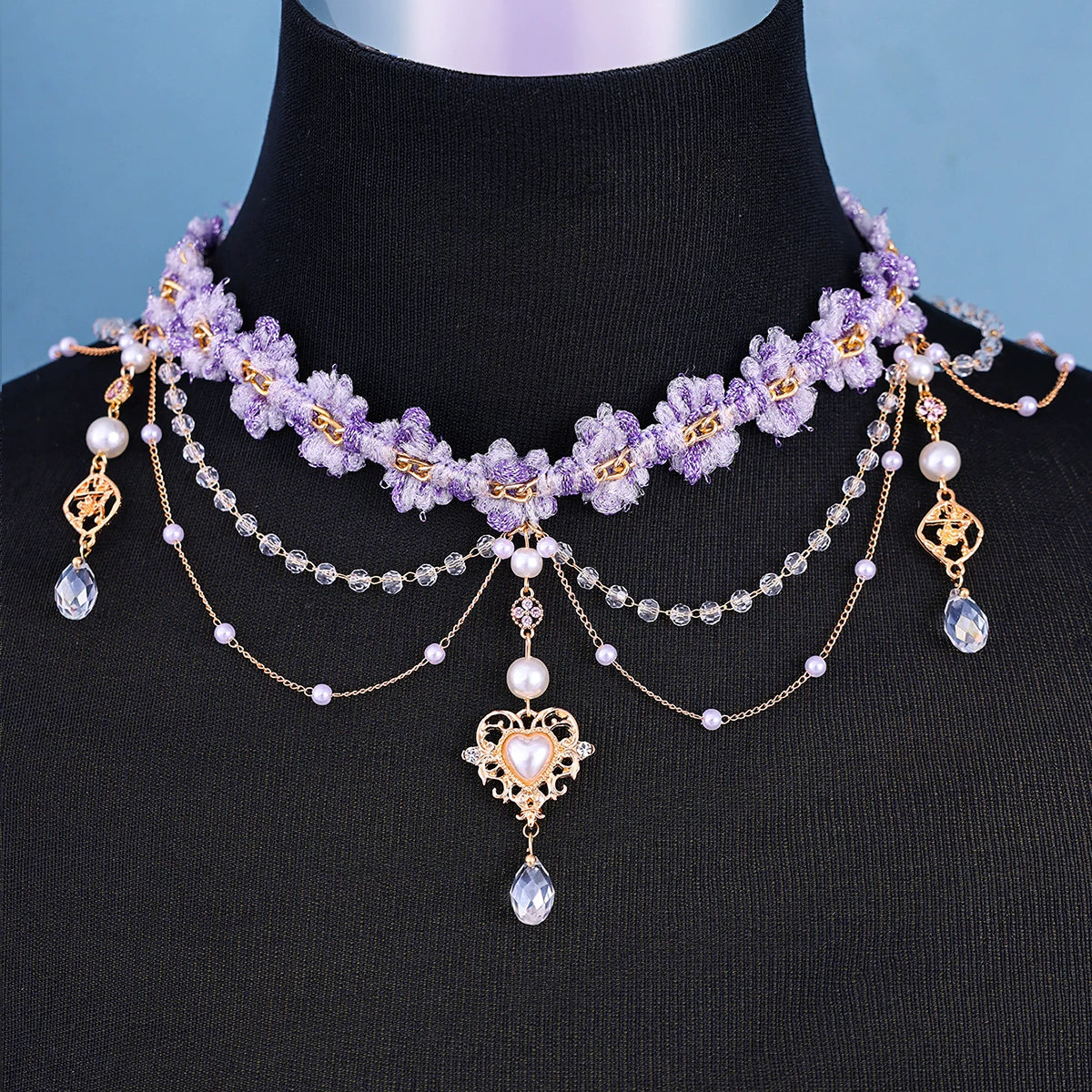 Layered Purple Rococo Tassel Choker and Bracelet Bazaare Mart Tassel Choker and Bracelet