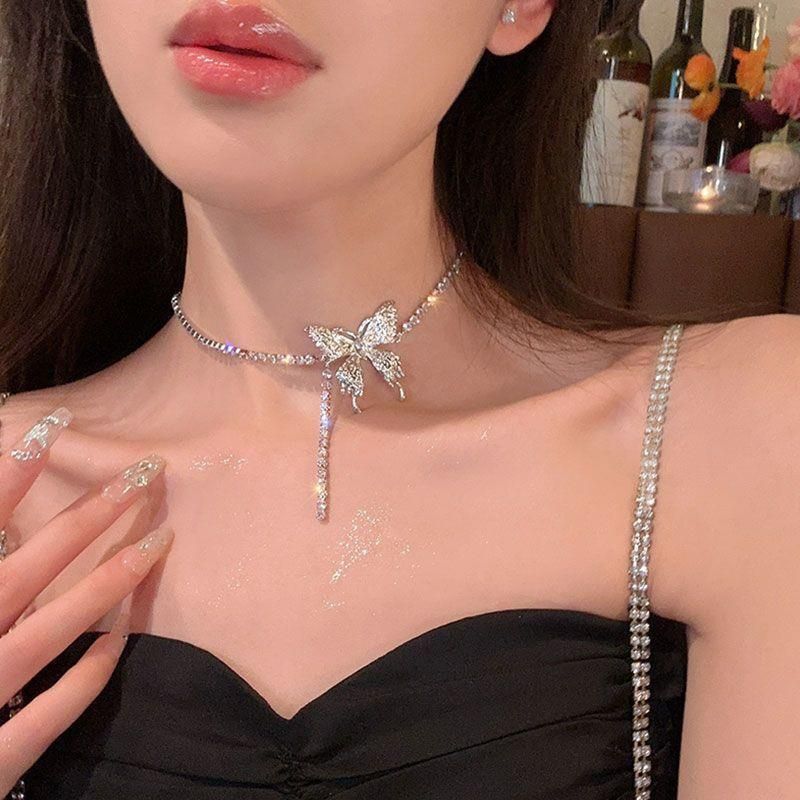 Rhinestone Butterfly Necklace