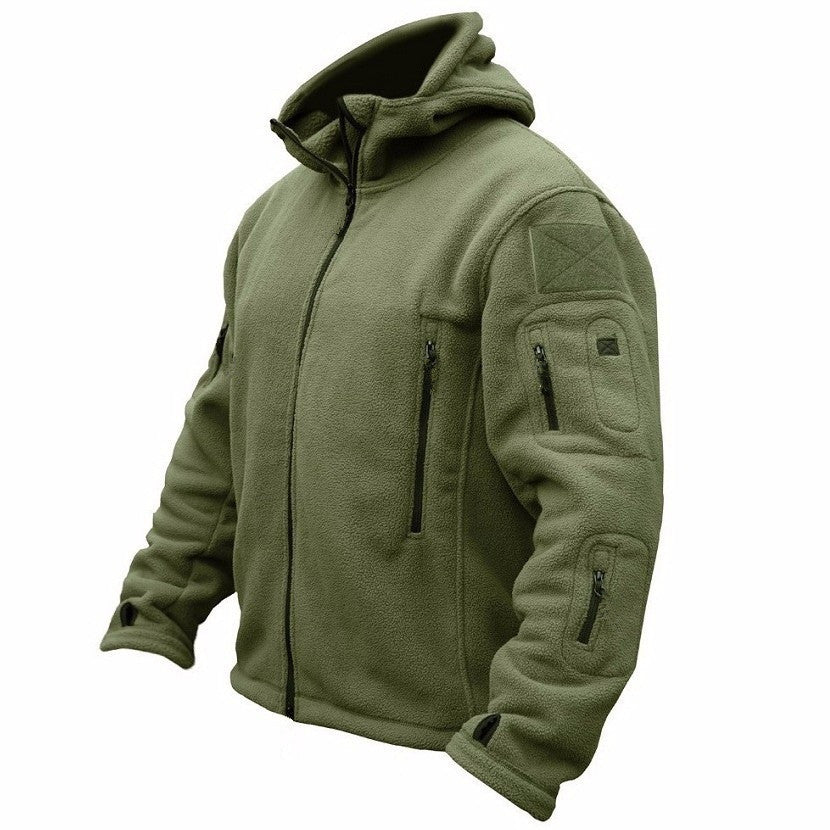 Men's Army Green Hooded Fleece Jacket