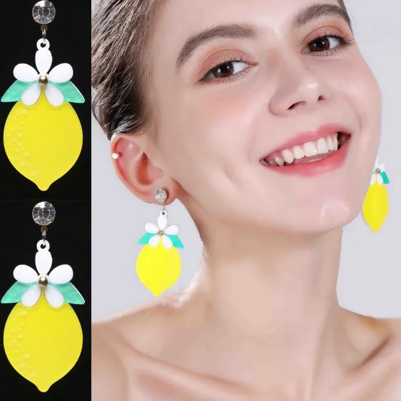 Acrylic Fruit Vegetable Earrings Flower Lemon C38 Bazaare Mart Fruit Earrings