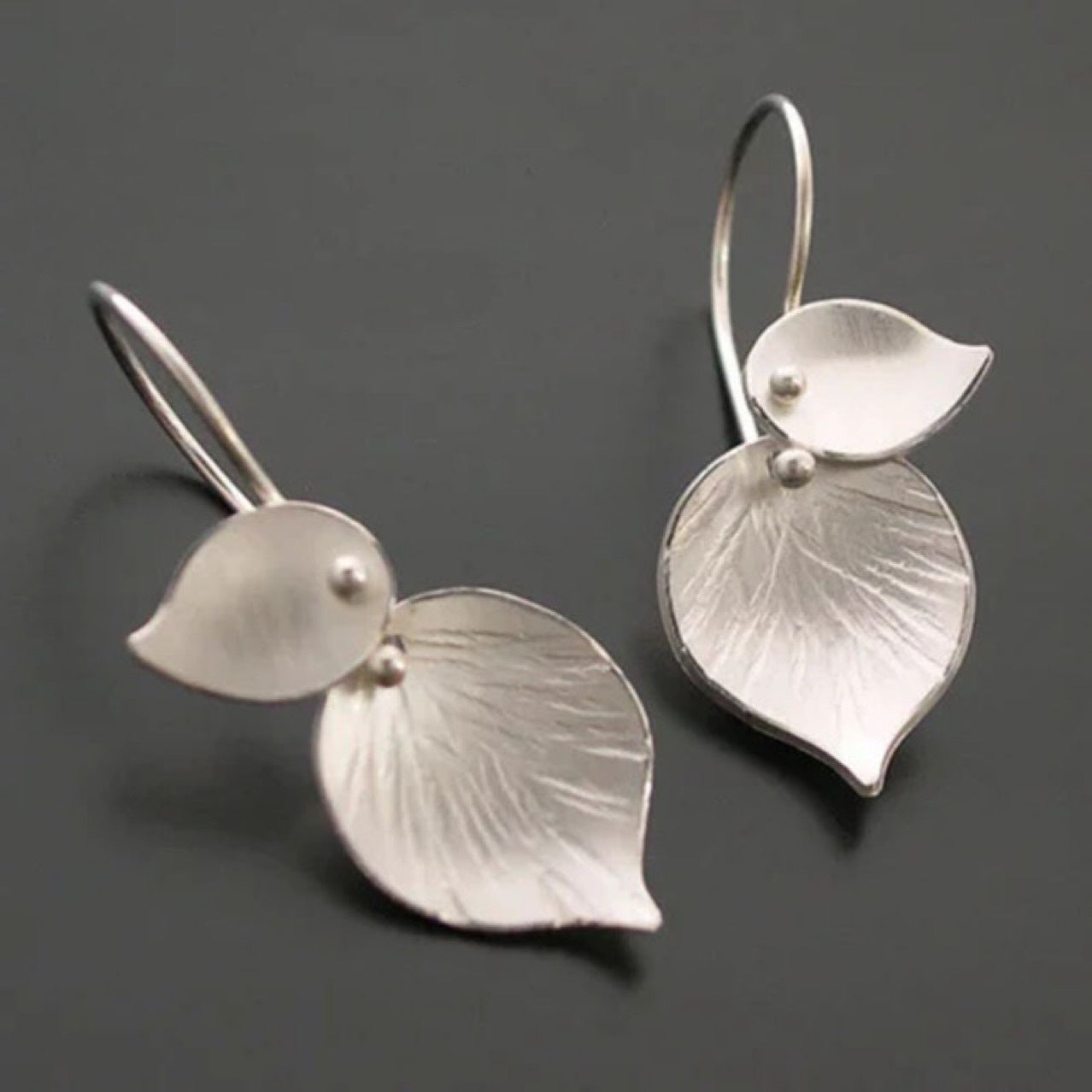 Simple Silver Drop Calla Lilies Earrings