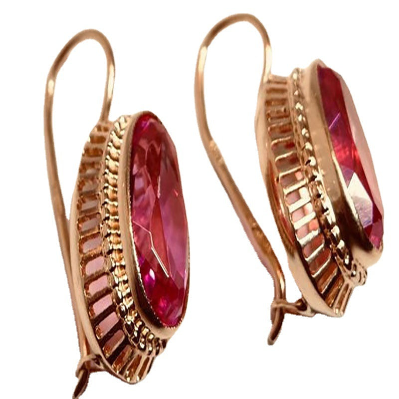 Red Gem Keel Ear Clip Earrings