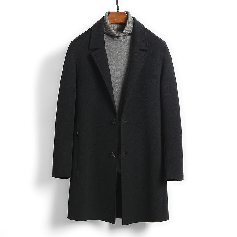 Worsted Wool Mid-length Slim-fit Top Coat
