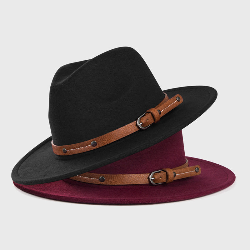 PU Buckled Hatband Cowboy Hat