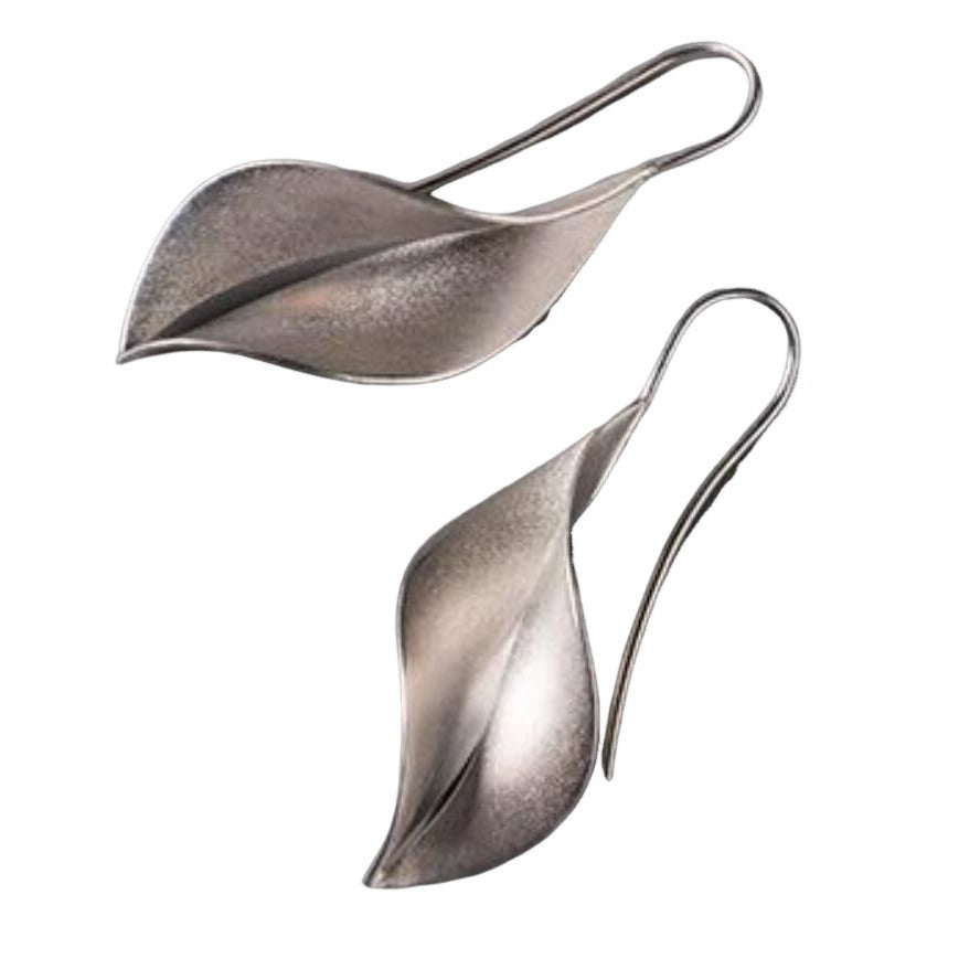 Silver Leaf Hook Earrings