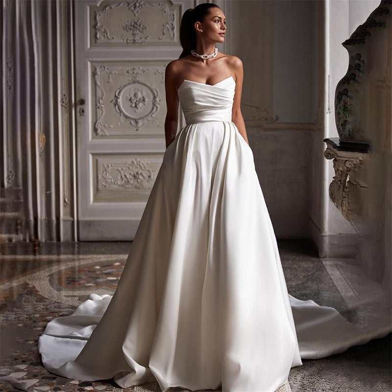 Strapless Satin Simple Wedding Dress