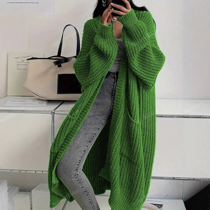 Green Open Front Duster Sweater