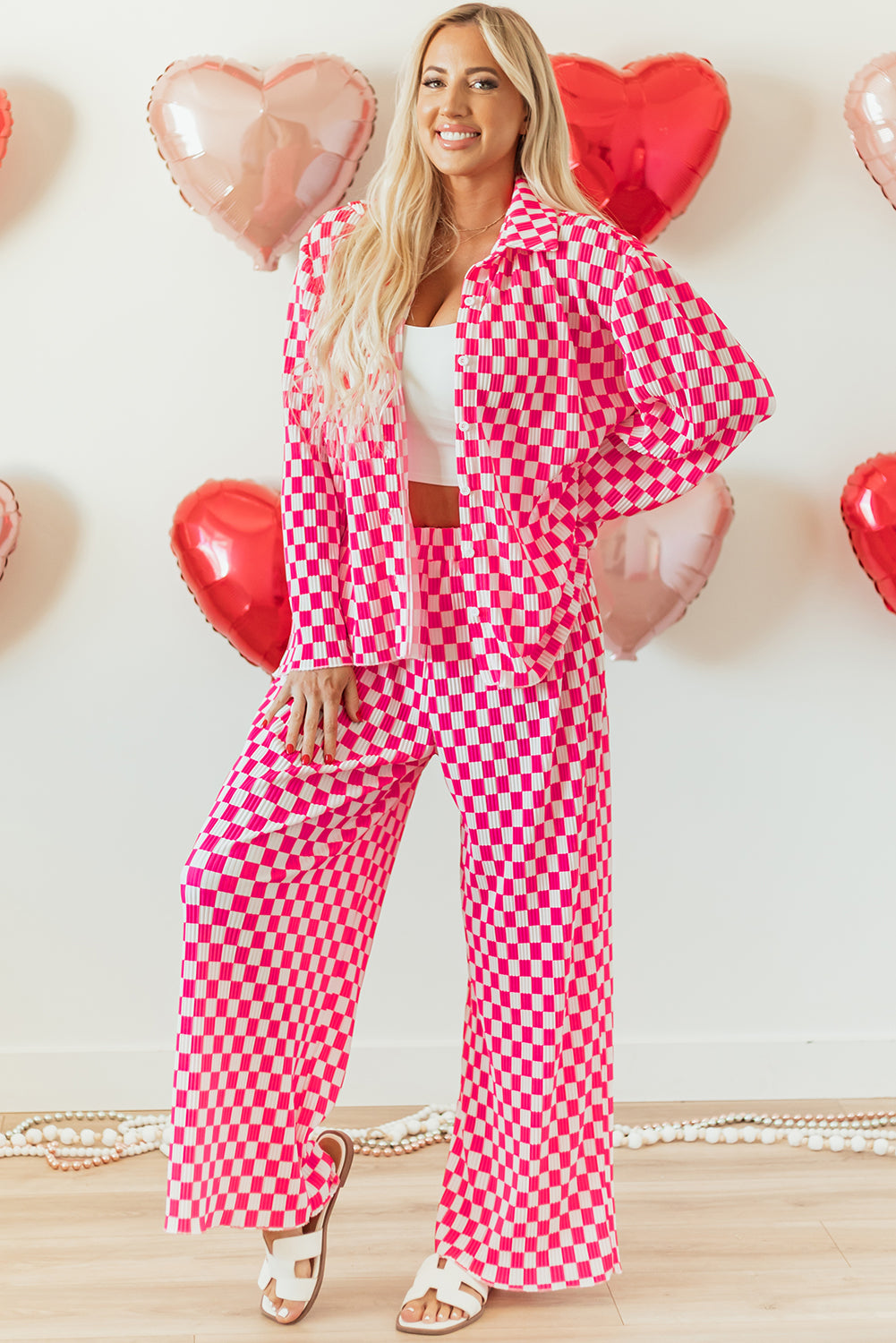 Pink Checkered Long Sleeve PJs