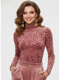 Pink Leopard Print High-Neck Top Pink Bazaare Mart Pink Leopard Print High-Neck Top