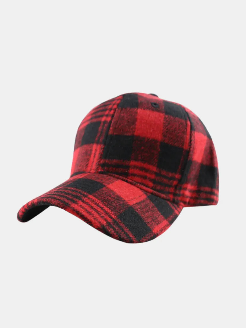Red and Black Plaid Adjustable Baseball Cap