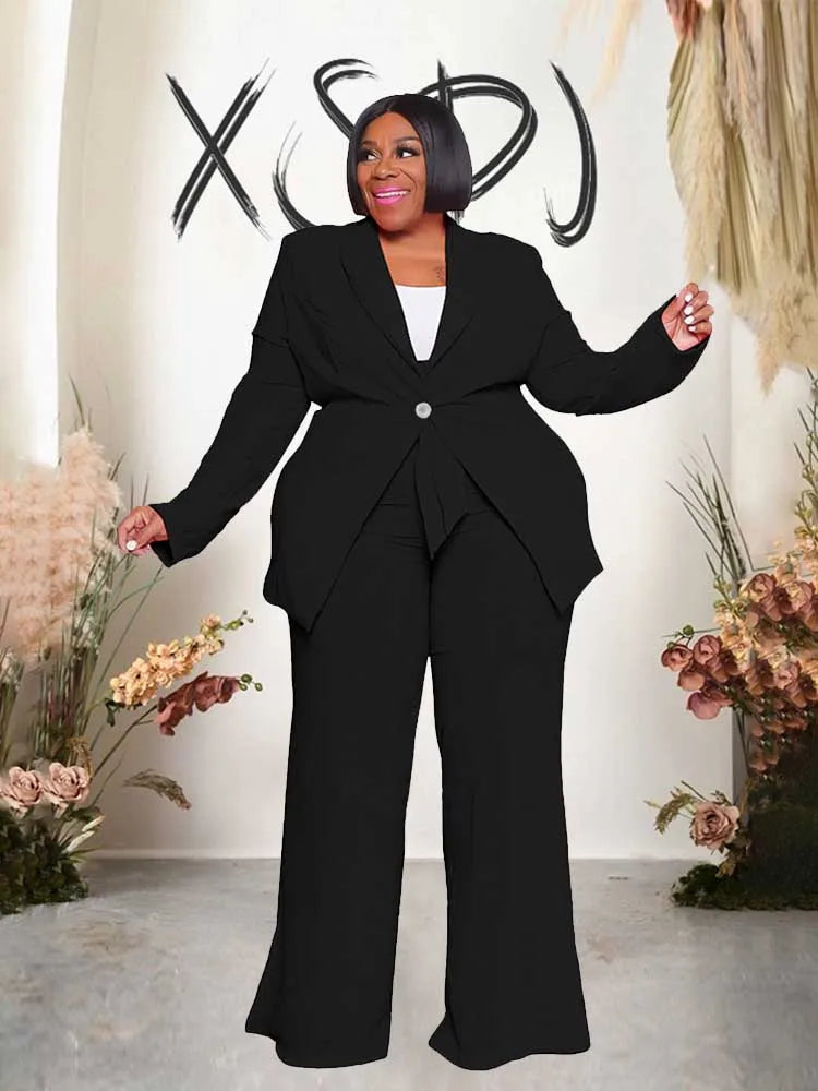 Black Plus Size Pant Suit 2pc.