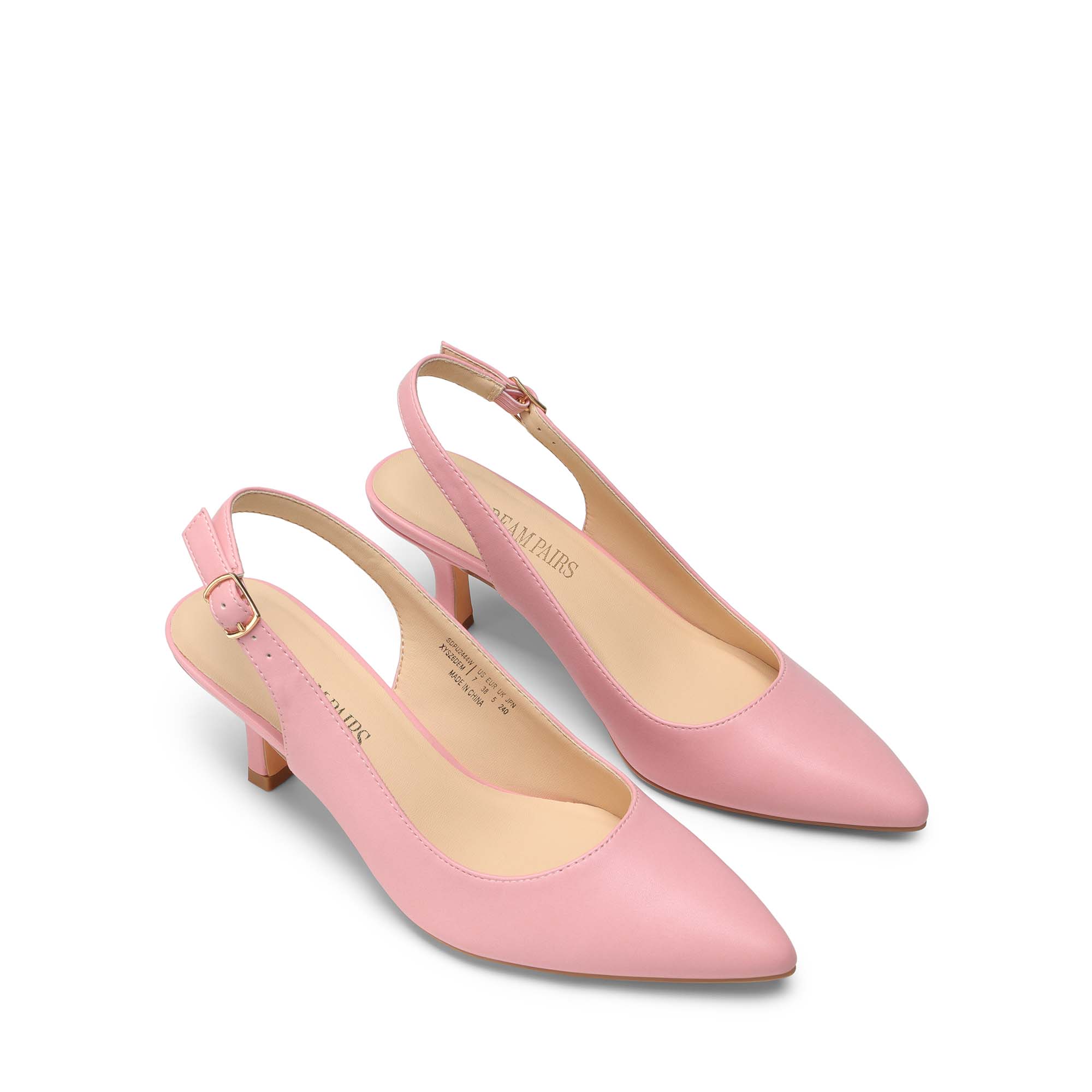 Pointed Toe Low Heel Slingback Kitten Heels