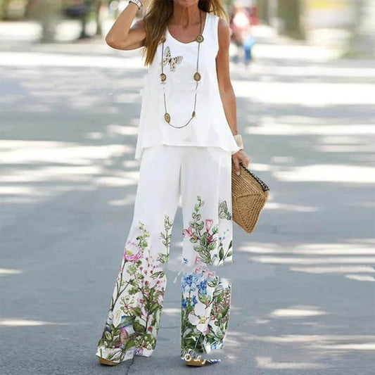 Printed Sleeveless Top and Pants Set