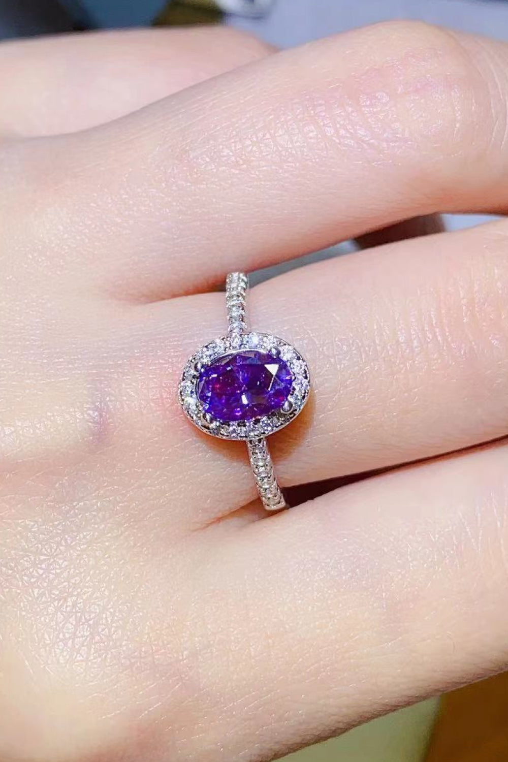 Purple Moissanite Ring