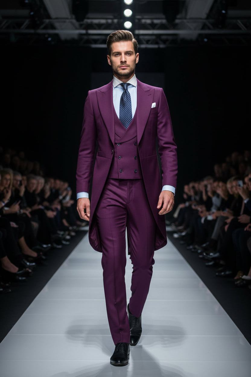 3Pc Long Formal Men's Suit