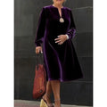 Purple Velvet Long Sleeve Dress Purple Bazaare Mart Purple Velvet Long Sleeve Dress