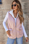 Quilted Fleece Lined Vest Pink 100%Polyester Bazaare Mart Outerwear/Vests