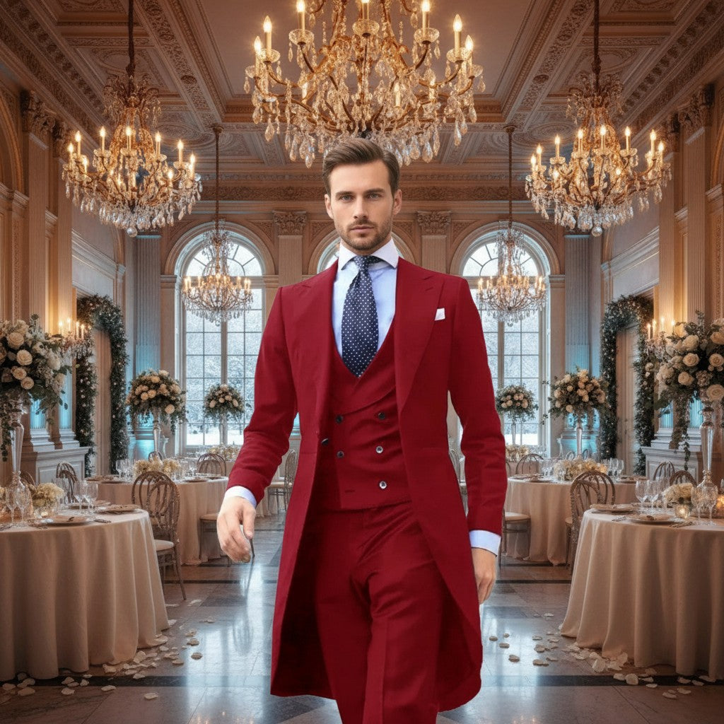 3Pc Long Formal Men's Suit