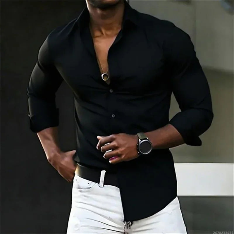 Solid Color Long Sleeve Shirt Bazaare Mart Long Sleeve Button Up Shirt