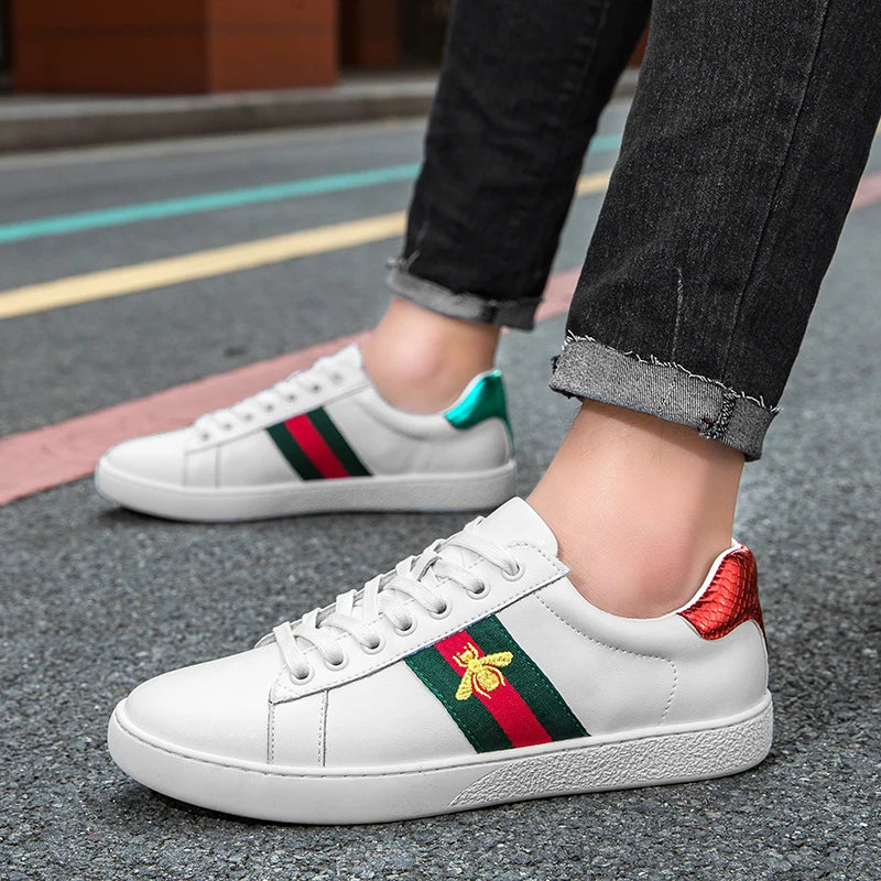 Tri Stripe Gold Bee Designer Style Sneakers
