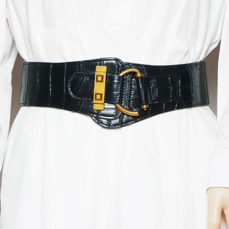 Wide High Quality Luxury Stretch Belt black pattern belt 75x6cm Bazaare Mart Wide High Quality Luxury Stretch Belt