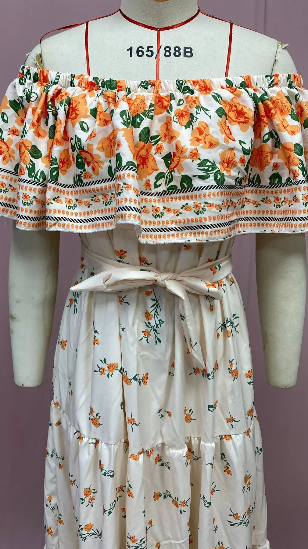 Off-shoulder Long Ruffled Peasant Dress