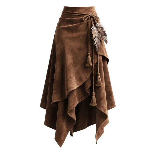 Brown Faux Suede Wrap Around Scarf Skirt Bazaare Mart Faux Suede Wrap Scarf Skirt