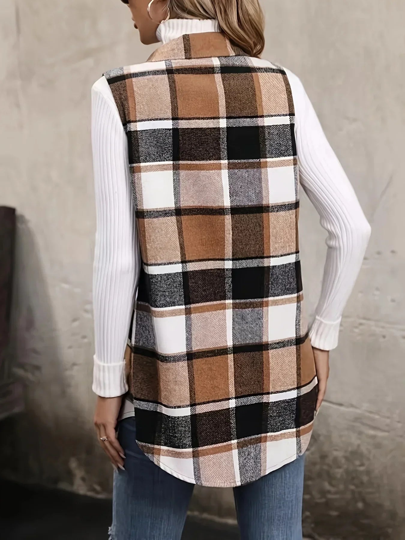 Brown Plaid Vest