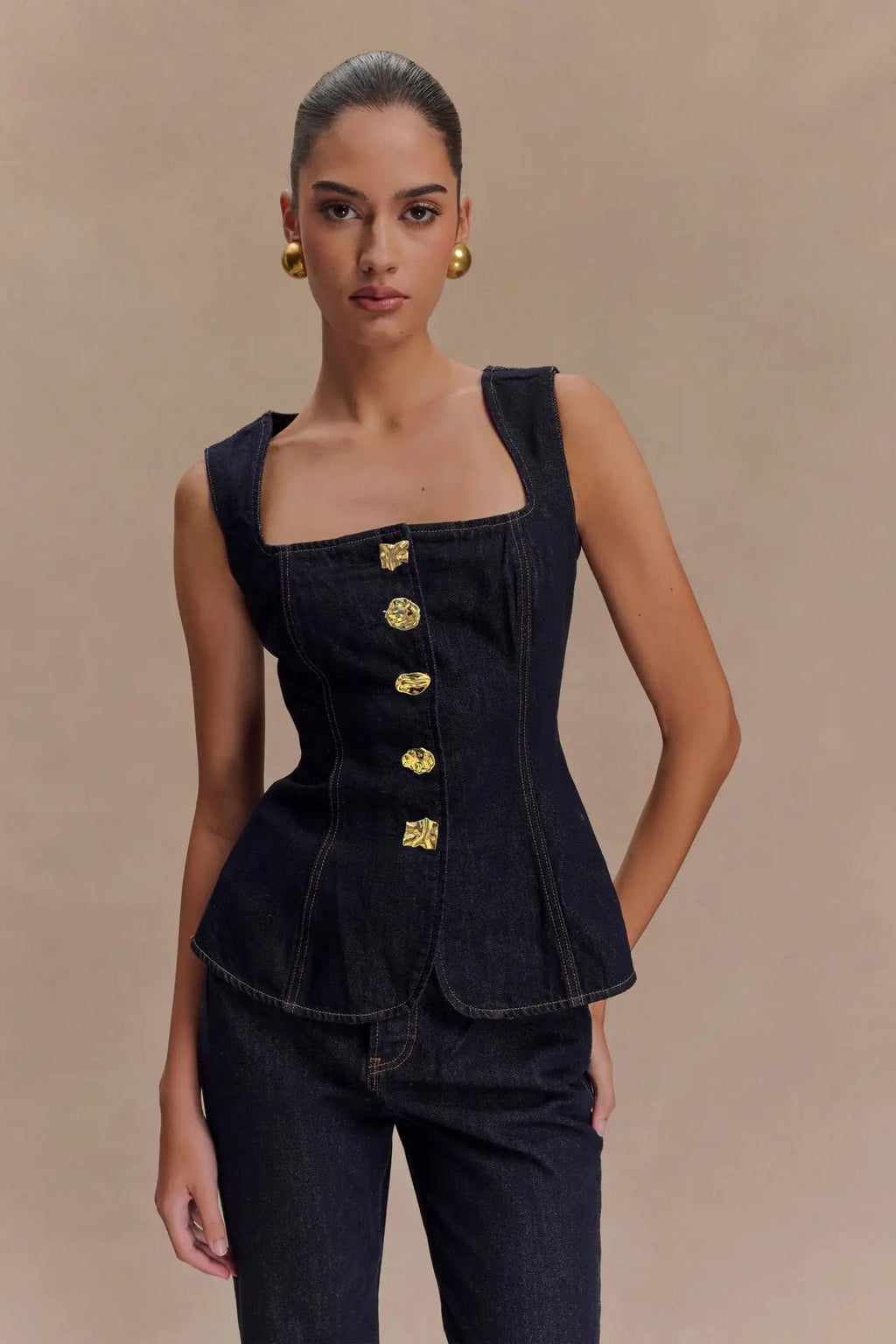 Dark Blue Denim Pant Set