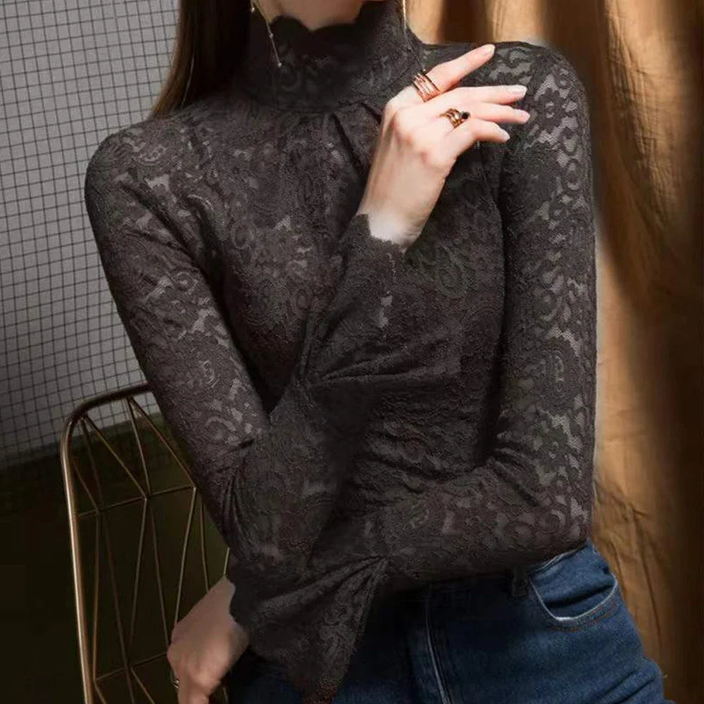 Lace Turtleneck Long Bell Sleeve 125 Black Bazaare Mart Lace Turtleneck Long Bell Sleeve
