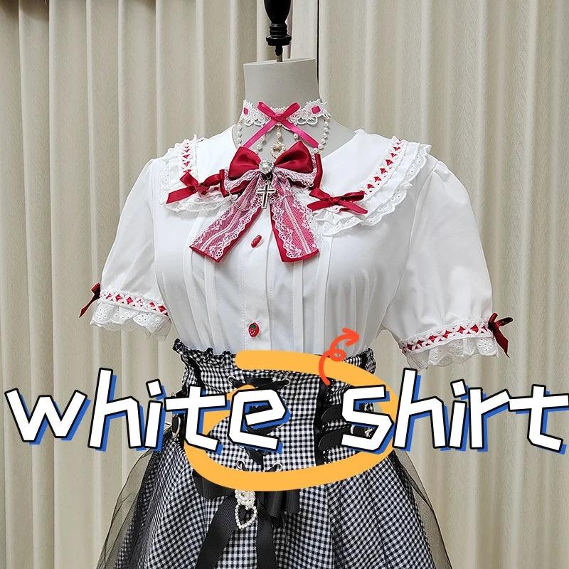 Women's Kawaii Lolita Blouse – Japanese-Inspired Peter Pan Collar Shirt with Lace & Bow Details short white shirt Bazaare Mart Blouse