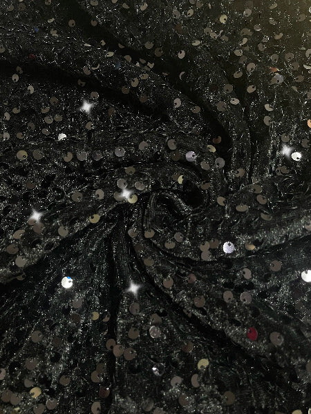 Black Sequin Long-Sleeve V-Neck Holiday Dress