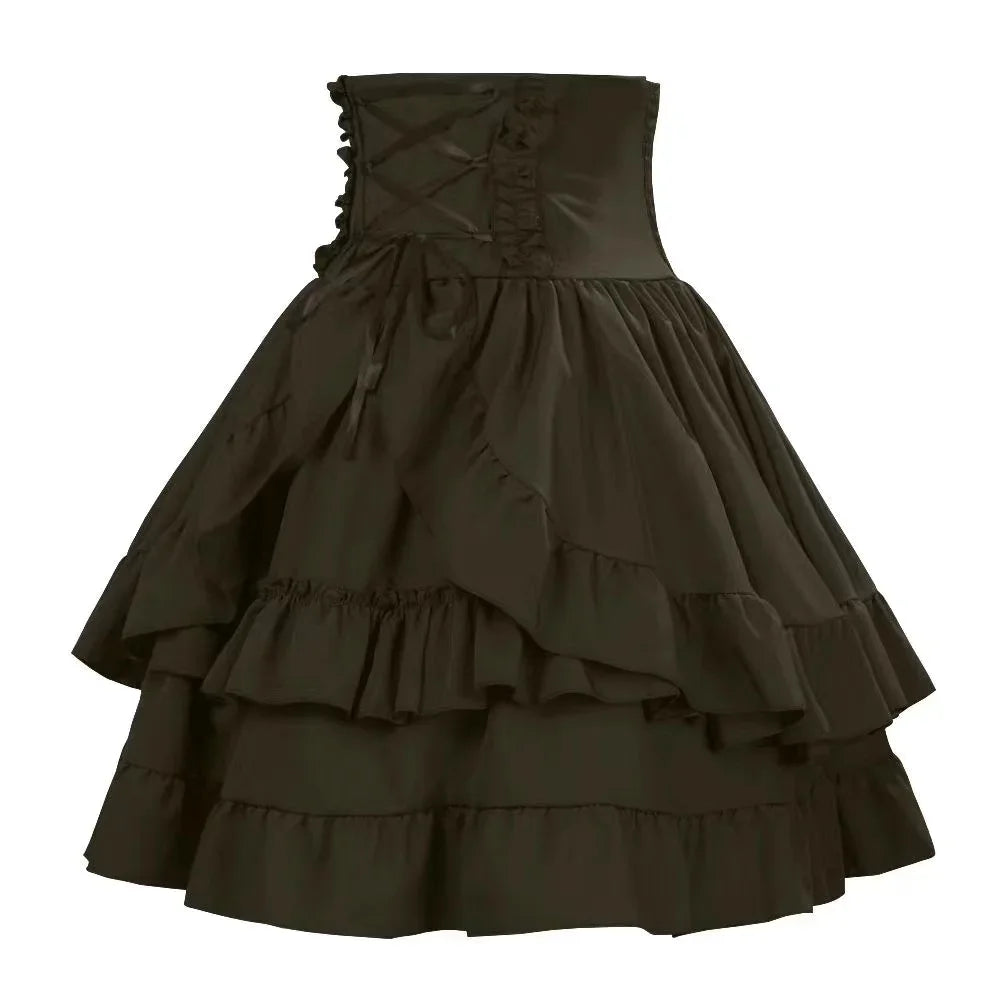 Gothic Retro Lolita Skirt Brown Short Skirt Bazaare Mart Lolita Skirt