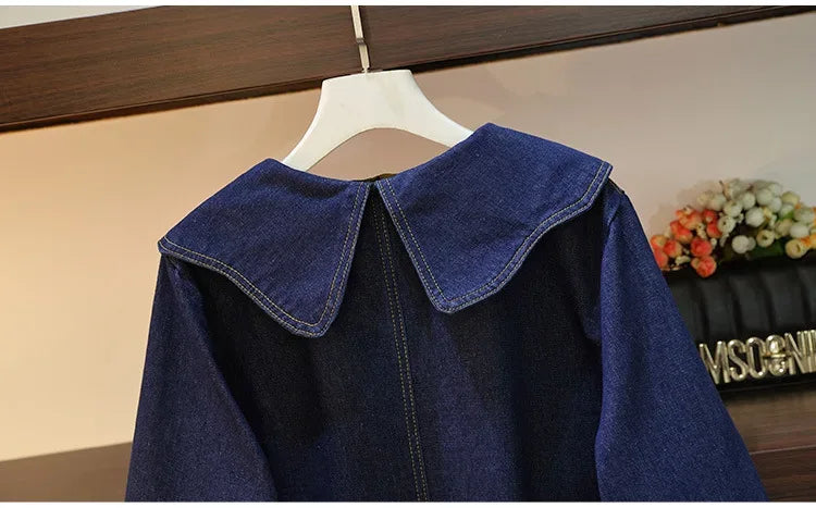 Dark Blue Denim Collared Button Up Dress Bazaare Mart Denim Dress