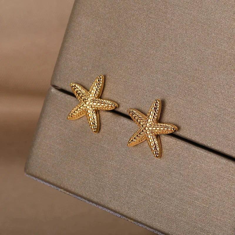 Starfish and Bow Stainless Steel Stud Earrings