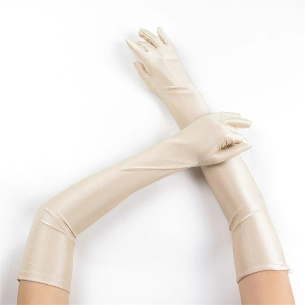 1pcs Women's White Spandex Gloves Stretch 52cm Elbow Long Sun Block Uv Protection Wedding Cosplay Costume Evening Opera Glove Bl Bazaare Mart