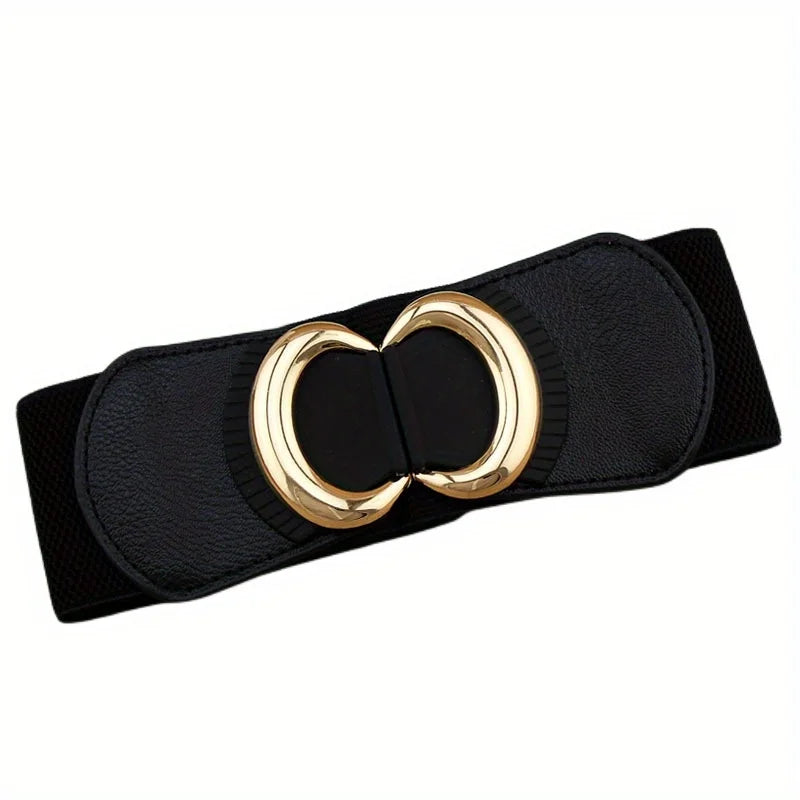 Vintage Buckle Wide Elastic Black Belt EL77 Bazaare Mart Wide Belt