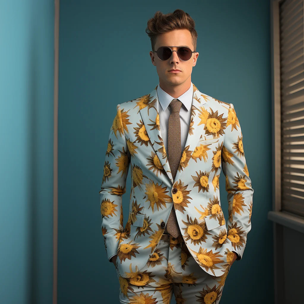 New Floral 3D Jacquard Tailored Men's Suit