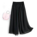 New Summer White Drape Chiffon Wide-Leg Pants Casual Chiffon Trousers Pants Women Clothing Loose High Waist Slim Skirt bd67 black Bazaare Mart